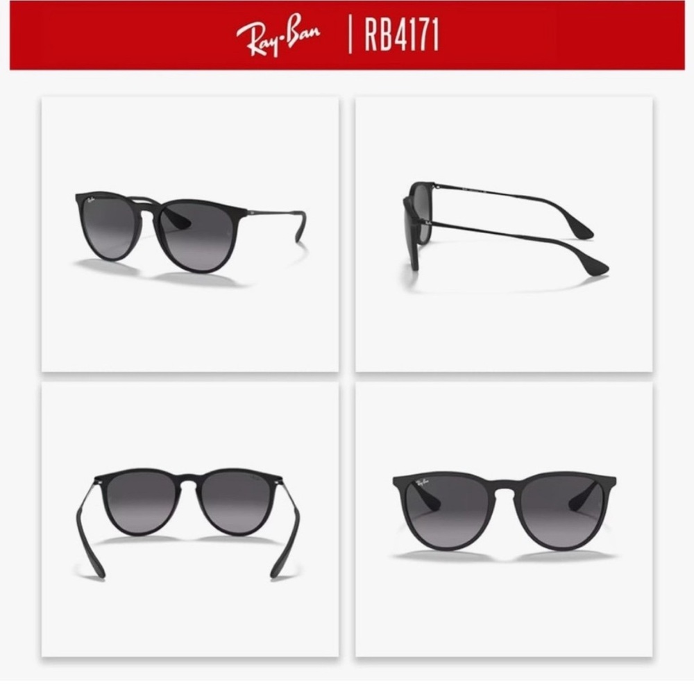 Ray Ban Black Erika Sunglasses with Brown hard case